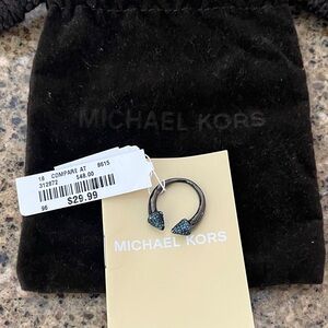 Michael Kors Gunmetal Silver Ring with blue crystals